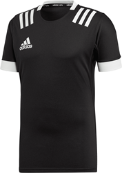 Adidas maillot de rugby sportif noir-blanc 3-Stripes - taille 2XL