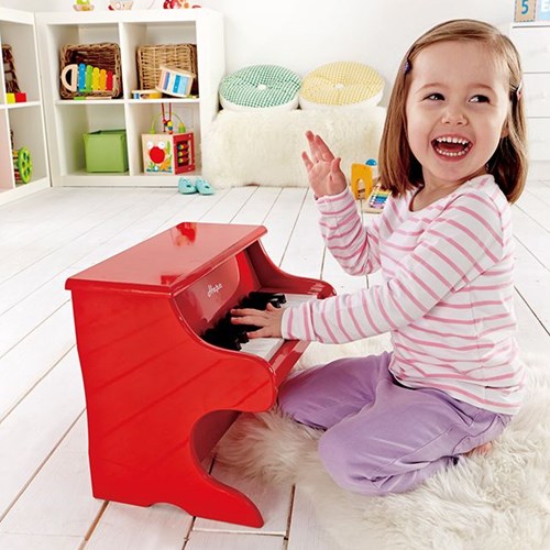 Hape piano speelgoedinstrument rood - houten kinder piano