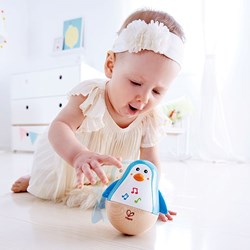 Hape pingouin musical culbuto jouet bébé bois musique
