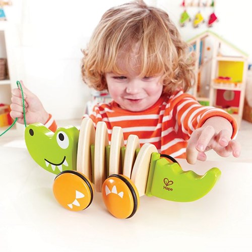 Hape Jouet à tirer crocodile en bois pour tout-petits