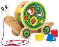 Hape escargot en bois à tirer avec formes - jouet coloré-2