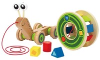 Hape escargot en bois à tirer avec formes - jouet coloré-3
