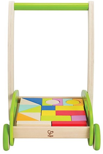 Hape houten blokkenwagen - loopwagen met blokken voor peuters-3