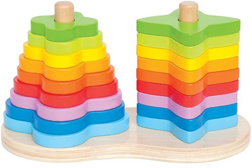 Hape Formes à empiler arc-en-ciel jouet en bois - 19 pièces éducatives-2