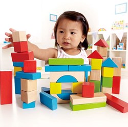 Hape blocs de construction en bois 50 pièces jouet d'empilage coloré