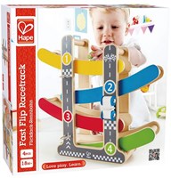 Hape circuit de course en bois Fast Flip avec 3 voitures - jouet coloré-3