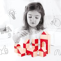 Hape houten blokken bouwspeelgoed rood 30-delig duurzaam