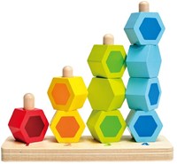 Hape jeu d'empilage en bois jouet éducatif coloré-3