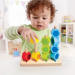 Hape houten tel- en stapelspel educatief speelgoed kleurrijk