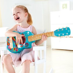 Hape guitare flower power instrument de musique en bois pour enfants