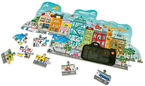 Hape puzzel levendige stad - animatie effect karton speelgoed-2