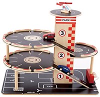 Hape houten garage Park & Go - speelgoed parkeergarage met auto's-2