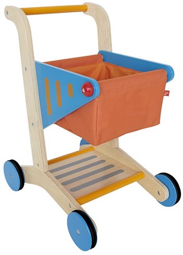 Hape houten winkelwagen speelgoed - blauw - rollenspel vanaf 3 jaar-2
