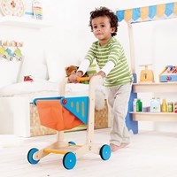 Hape houten winkelwagen speelgoed - blauw - rollenspel vanaf 3 jaar