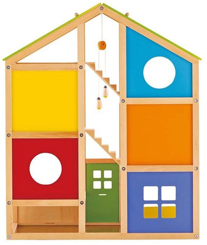 Hape houten poppenhuis All Season - Gemeubileerd speelhuis met 6 kamers-3