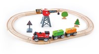 Hape houten treinbaan goederenvervoer set met kraan en accessoires