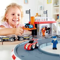Hape circuit de course en bois - set de train jouet pour enfants-3