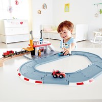 Hape circuit de course en bois - set de train jouet pour enfants