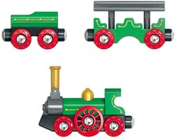 Hape retro trein speelgoed met opvouwbare schoorsteen - houten trein