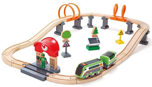 Hape circuit train bois énergie solaire jouet durable-2