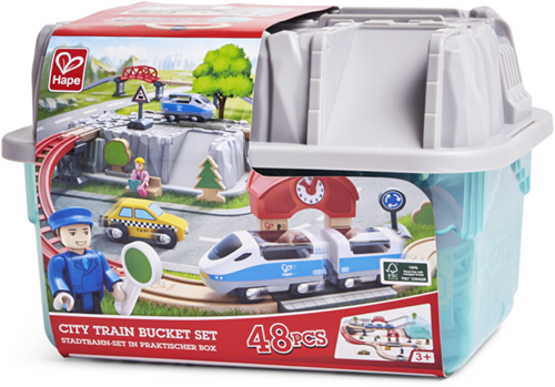 Hape treinset City - houten speelgoed stad en rails-2