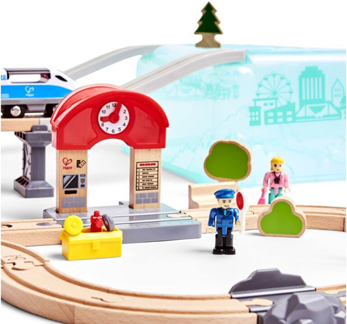 Hape treinset City - houten speelgoed stad en rails-3