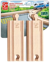 Hape rails de train en bois rails droits courts 4 pièces jouet-2