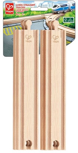 Hape rails de train en bois longues voies droites 4 pièces jouet-2