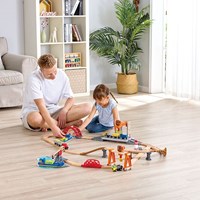 Hape Set de Transport de Fret Mer et Rail - Train et Bateau Jouet-2