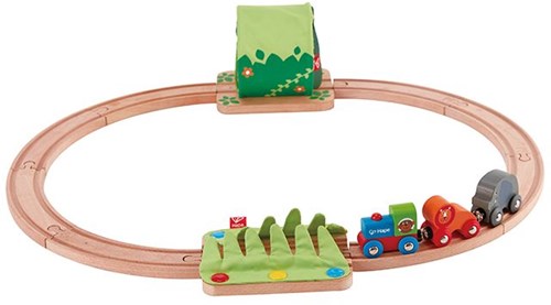 Hape train en bois set aventure jungle - jouet coloré-2