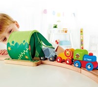 Hape train en bois set aventure jungle - jouet coloré