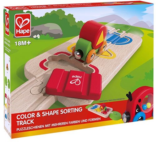 Hape houten trein puzzelrails met kleuren en vormen - educatief speelgoed-3