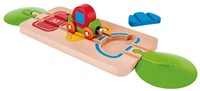 Hape circuit de train en bois puzzle avec couleurs et formes - jouet éducatif-2