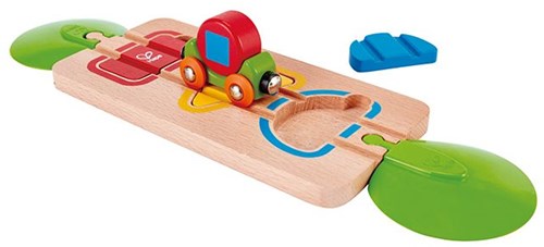 Hape circuit de train en bois puzzle avec couleurs et formes - jouet éducatif-2