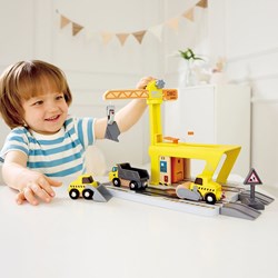Hape speelgoed kraan bouwset - Railway Crane Construction treinset
