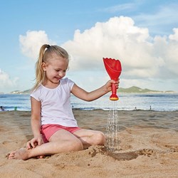 Hape zand- en waterschep rood - set van 4 stuks