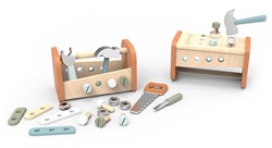 Speedy Monkey houten gereedschapskist werkbank 2-in-1 FSC speelgoed