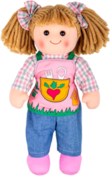 BigJigs stoffen pop Elsie - zachte babypop 35 cm meisjespop