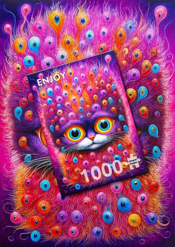 Enjoy Puzzle puzzle 1000 pièces - I'm Watching You - design chat coloré-2