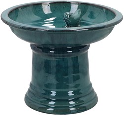 Esschert Design vogelbad terracotta op voet blauw tuinaccessoire