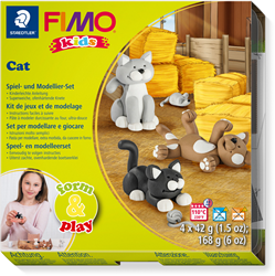 Fimo set de pâte à modeler chat pour enfants - kit créatif et ludique
