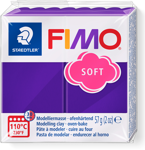Fimo pâte à modeler soft prune 57g - argile polymère pour loisirs créatifs