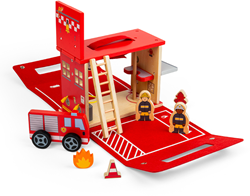BigJigs caserne de pompiers jouet coffret portable en bois pour enfants