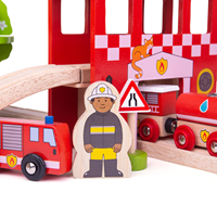 BigJigs houten brandweer treinset - 39-delig speelgoed-3