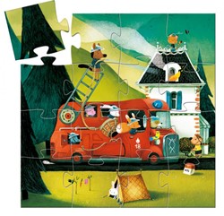 Djeco silhouetpuzzels The fire truck - 16stukjes