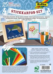 Folia borduurkarton set - creatieve borduurkit 25-delig multicolor
