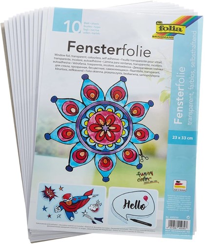 Folia raamfolie transparant zelfklevend 10 vel knutselmateriaal