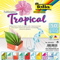 Folia papier origami Tropical - 15x15cm - 50 feuilles - papier créatif