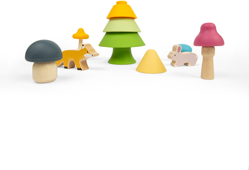 BigJigs jouet à empiler amis de la forêt silicone durable bois FSC-2