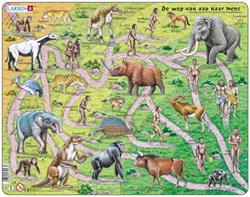 Larsen puzzel - educatief frame De Weg van Aap naar Mens - 83 stukjes